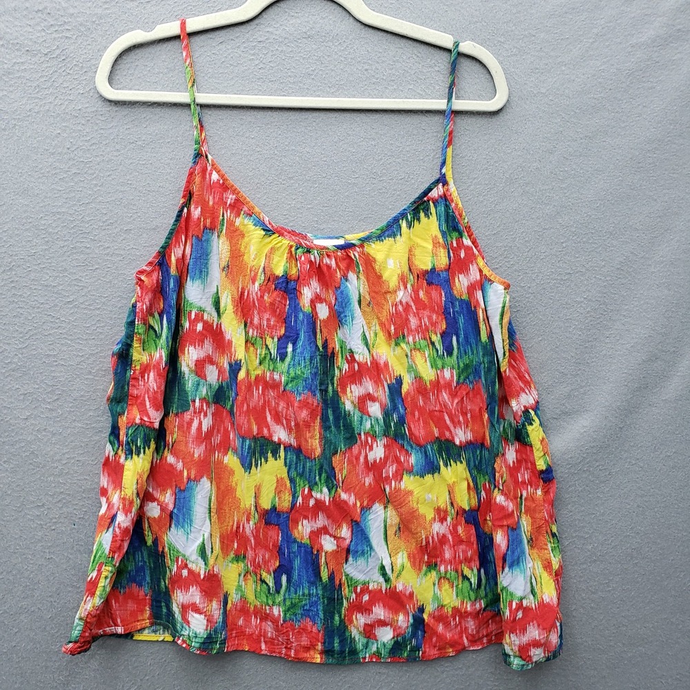 Merona Spaghetti Strap Swing Tank Top Vibrant Floral Colorful Tropical Plus XXL